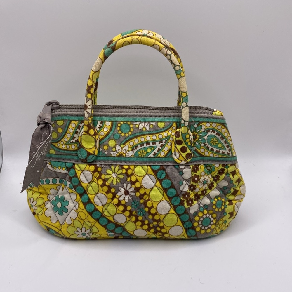 Vera Bradley Lemon Parfait Retired Mini‎ Purse Bag Yellow Paisley - Picture 3 of 9